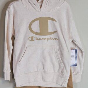 Champion Toddler Boys 2-Piece Hoodie & Jogger Set – Size 4T – Beige & Tan Sporty